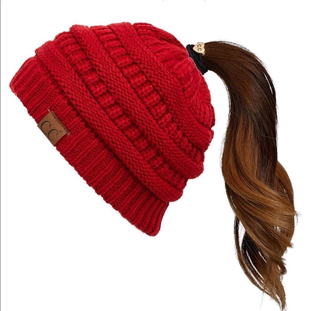 Cc beanie messy bun hat OS (1799)